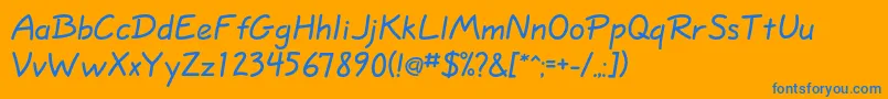 Eskizonec-Schriftart – Blaue Schriften auf orangefarbenem Hintergrund