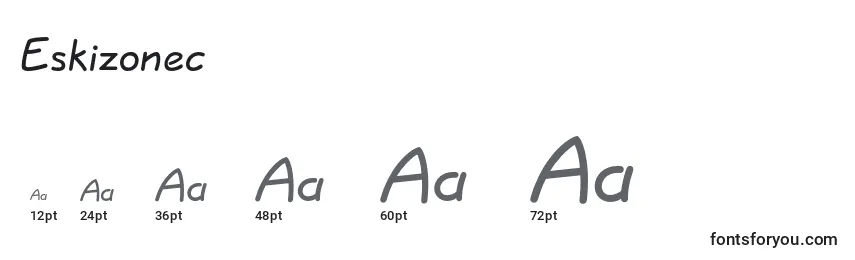 Размеры шрифта Eskizonec