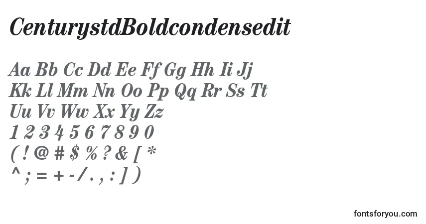 A fonte CenturystdBoldcondensedit – alfabeto, números, caracteres especiais