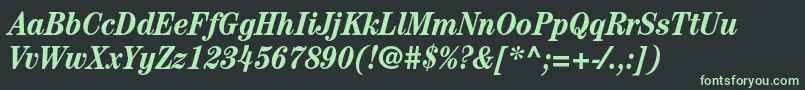 CenturystdBoldcondensedit-fontti – vihreät fontit mustalla taustalla