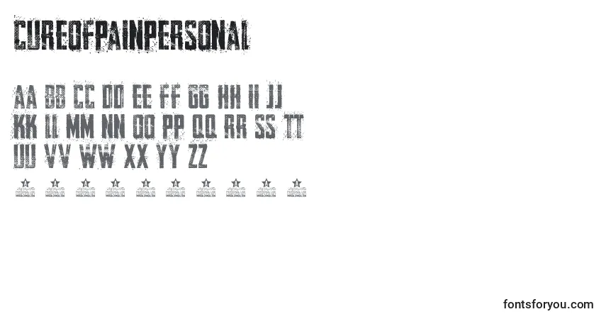 Шрифт CureOfPainPersonal – алфавит, цифры, специальные символы