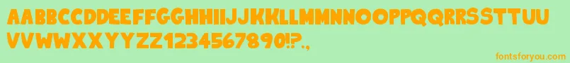 フォントKingOfTheHill2 – オレンジの文字が緑の背景にあります。