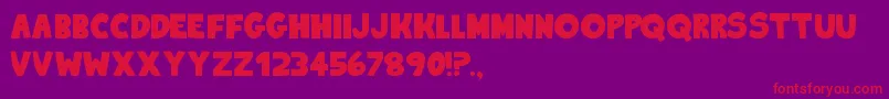 KingOfTheHill2-Schriftart – Rote Schriften auf violettem Hintergrund