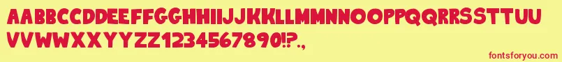 KingOfTheHill2-Schriftart – Rote Schriften auf gelbem Hintergrund
