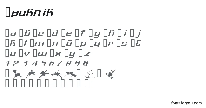 A fonte Spuknik – alfabeto, números, caracteres especiais