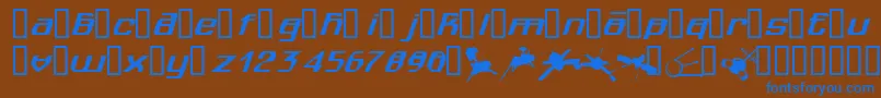 フォントSpuknik – 茶色の背景に青い文字