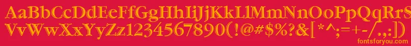 フォントGaramondHtldItcTt – 赤い背景にオレンジの文字