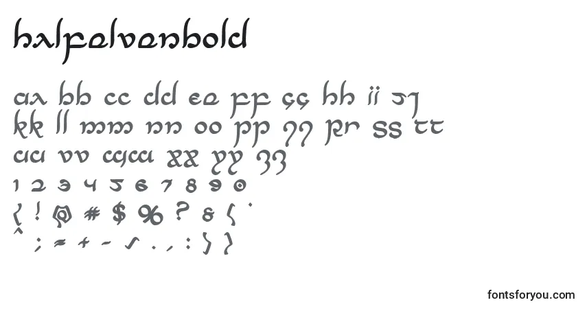 A fonte Halfelvenbold – alfabeto, números, caracteres especiais