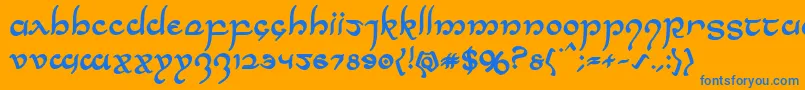 Halfelvenbold Font – Blue Fonts on Orange Background