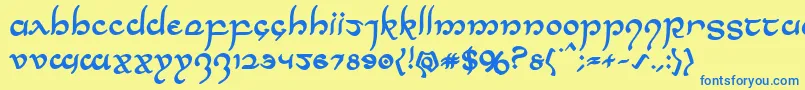Halfelvenbold Font – Blue Fonts on Yellow Background