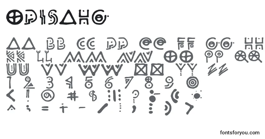 Czcionka Odisahg – alfabet, cyfry, specjalne znaki