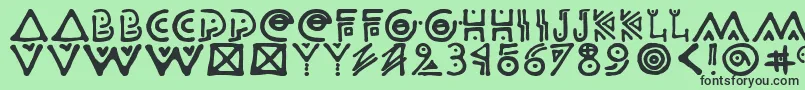 フォントOdisahg – 緑の背景に黒い文字