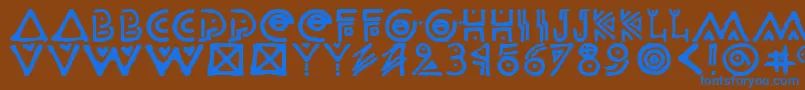 フォントOdisahg – 茶色の背景に青い文字