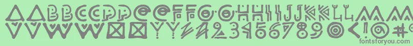 フォントOdisahg – 緑の背景に灰色の文字