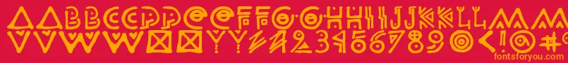 フォントOdisahg – 赤い背景にオレンジの文字