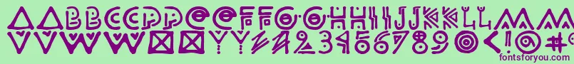 フォントOdisahg – 緑の背景に紫のフォント