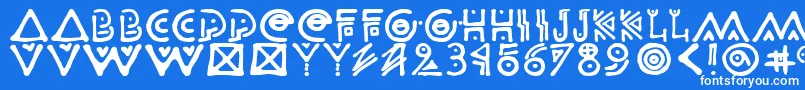 Odisahg-Schriftart – Weiße Schriften auf blauem Hintergrund