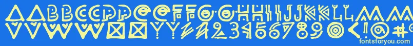 フォントOdisahg – 黄色の文字、青い背景