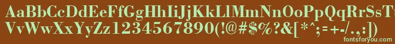 フォントBostonBold – 緑色の文字が茶色の背景にあります。