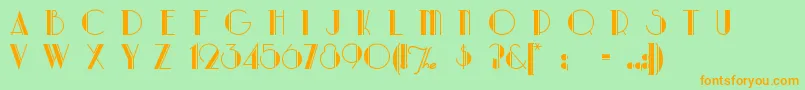 フォントParklane – オレンジの文字が緑の背景にあります。