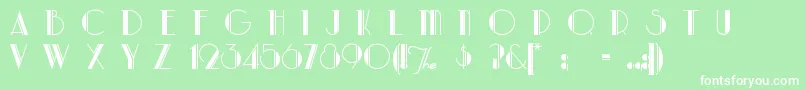 Fonte Parklane – fontes brancas em um fundo verde