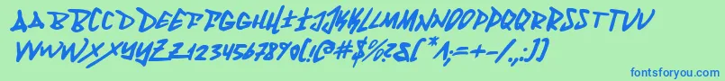 フォントFantomItalic – 青い文字は緑の背景です。