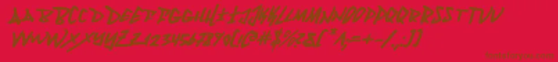 FantomItalic-Schriftart – Braune Schriften auf rotem Hintergrund