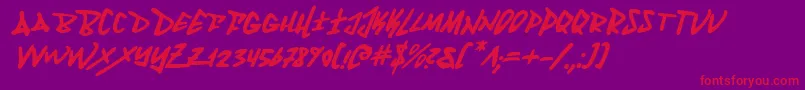 フォントFantomItalic – 紫の背景に赤い文字