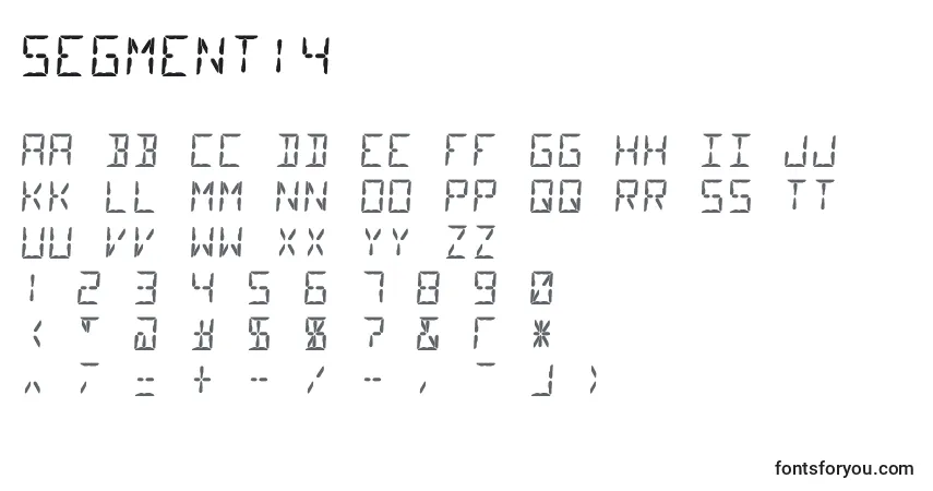 Czcionka Segment14 – alfabet, cyfry, specjalne znaki