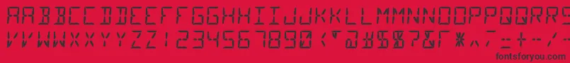 Segment14-Schriftart – Schwarze Schriften auf rotem Hintergrund