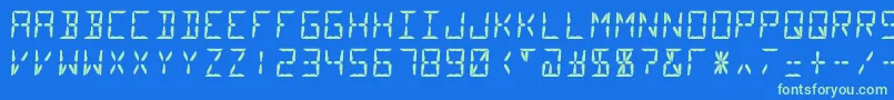 Segment14-Schriftart – Grüne Schriften auf blauem Hintergrund