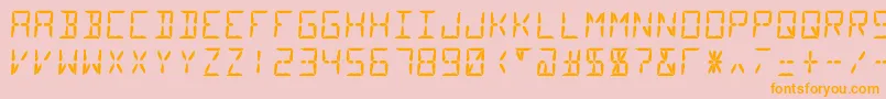 Segment14-Schriftart – Orangefarbene Schriften auf rosa Hintergrund