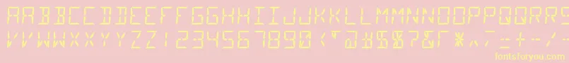 Segment14-Schriftart – Gelbe Schriften auf rosa Hintergrund