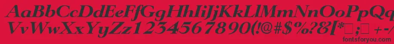 Fonte TeronoDisplaySsiItalic – fontes pretas em um fundo vermelho