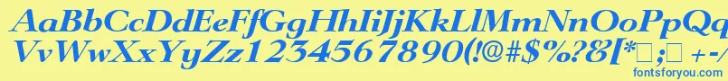 TeronoDisplaySsiItalic Font – Blue Fonts on Yellow Background