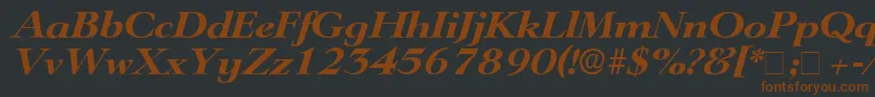 TeronoDisplaySsiItalic-fontti – ruskeat fontit mustalla taustalla