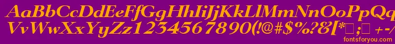 TeronoDisplaySsiItalic-fontti – oranssit fontit violetilla taustalla