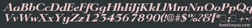 Lisätietoja TeronoDisplaySsiItalic-fontista TeronoDisplaySsiItalic-fontti – vaaleanpunaiset fontit mustalla taustalla