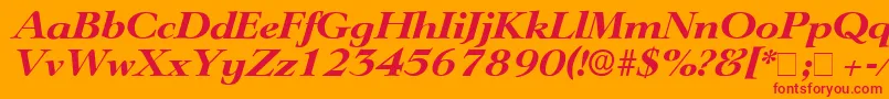 TeronoDisplaySsiItalic-Schriftart – Rote Schriften auf orangefarbenem Hintergrund