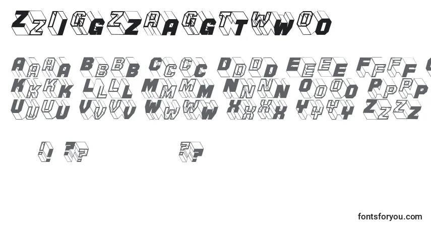 A fonte Zigzagtwo – alfabeto, números, caracteres especiais