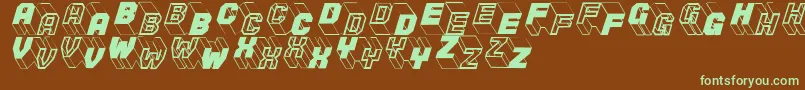 フォントZigzagtwo – 緑色の文字が茶色の背景にあります。