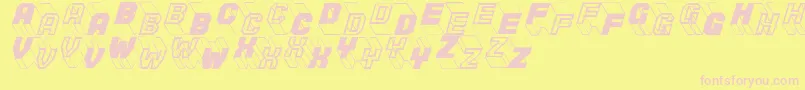 Zigzagtwo-Schriftart – Rosa Schriften auf gelbem Hintergrund