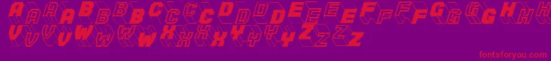 Zigzagtwo-Schriftart – Rote Schriften auf violettem Hintergrund