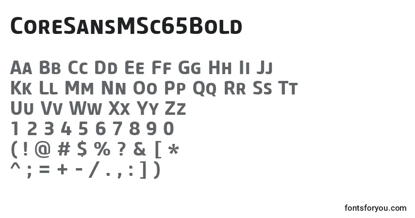 A fonte CoreSansMSc65Bold – alfabeto, números, caracteres especiais