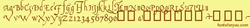 ItalianCursive16thC-Schriftart – Braune Schriften auf gelbem Hintergrund