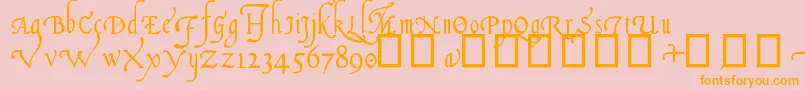 ItalianCursive16thC-Schriftart – Orangefarbene Schriften auf rosa Hintergrund