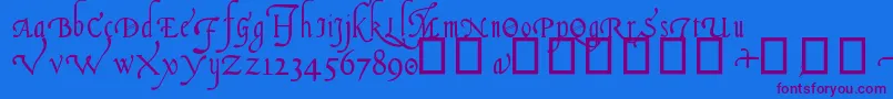 ItalianCursive16thC Font – Purple Fonts on Blue Background