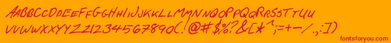 FCkBeansItalic-Schriftart – Rote Schriften auf orangefarbenem Hintergrund