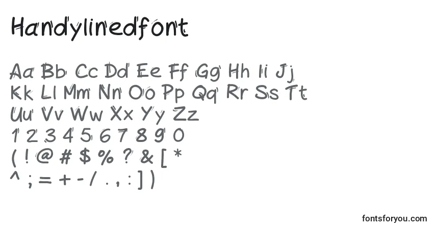 Czcionka Handylinedfont – alfabet, cyfry, specjalne znaki