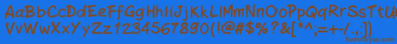 Handylinedfont-Schriftart – Braune Schriften auf blauem Hintergrund